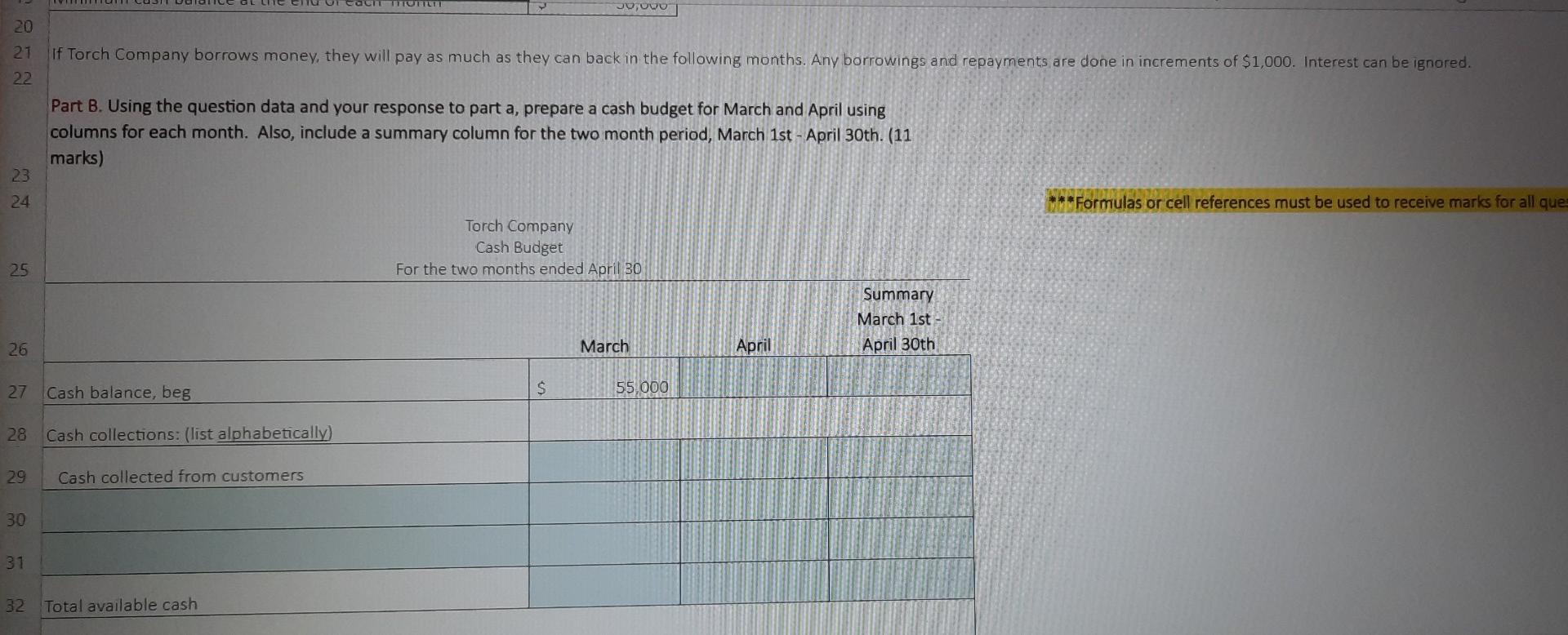 prepares monthly cash budgets. Relevant data from operating budgets for 2021 are