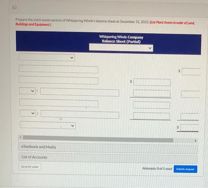 47.660,000 Less: Accumulated depreciation-equipment 5,220,000 42.440,000 Total plant assets $61.310.000 During 2023.