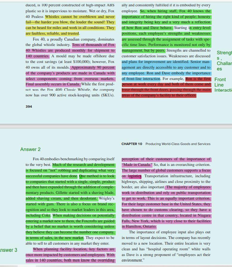 in the textbook entitled Leadership, Benchmarking, and Operations Management Planning at Fox