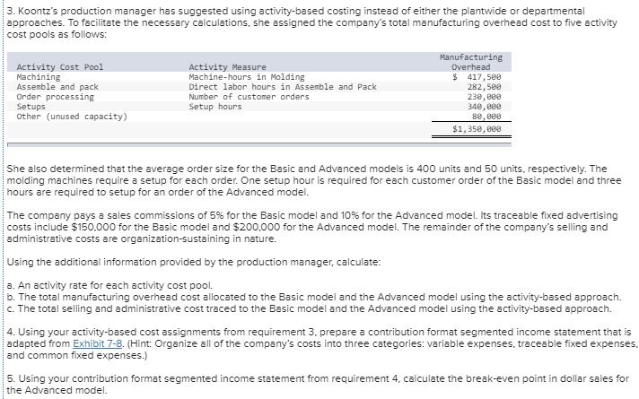 an Advanced Model. The company considers all of its manufacturing overhead costs