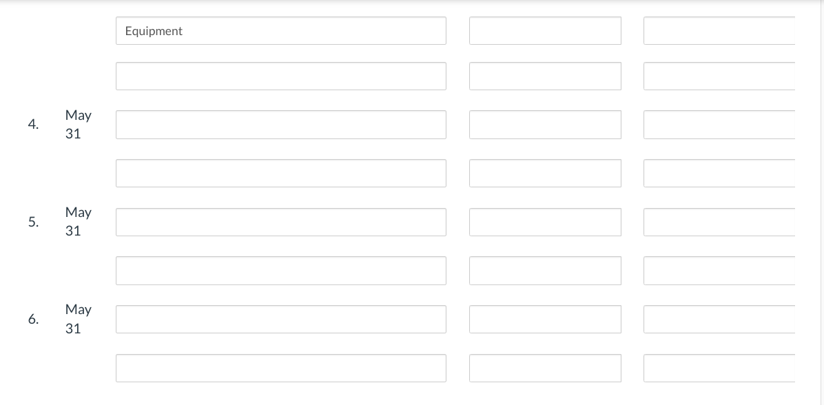 May 31 & Adjusting & J1 & \\ \hline \end{tabular} Accounts Payable