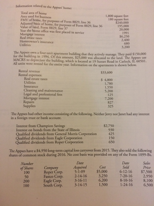 Income Taxation (2017 edition). Questions requires forms 1040, schedule A, schedule D,