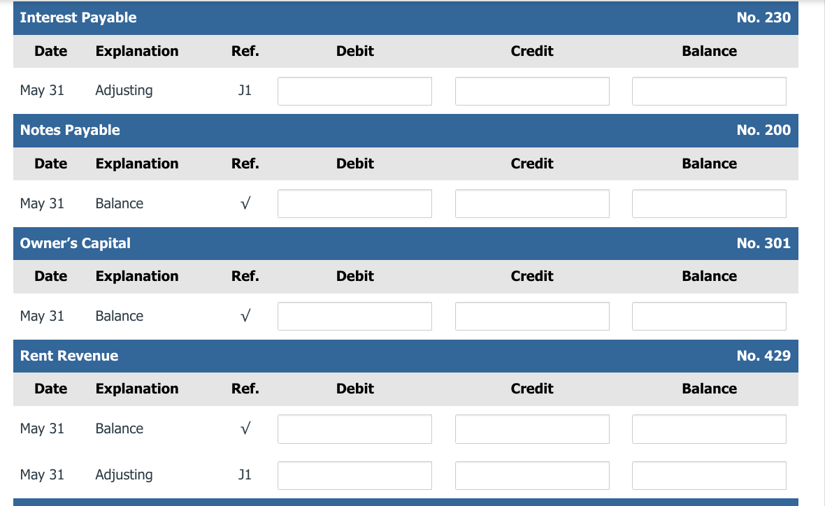 \\ May 31 & Balance & & \\ May 31 & Adjusting