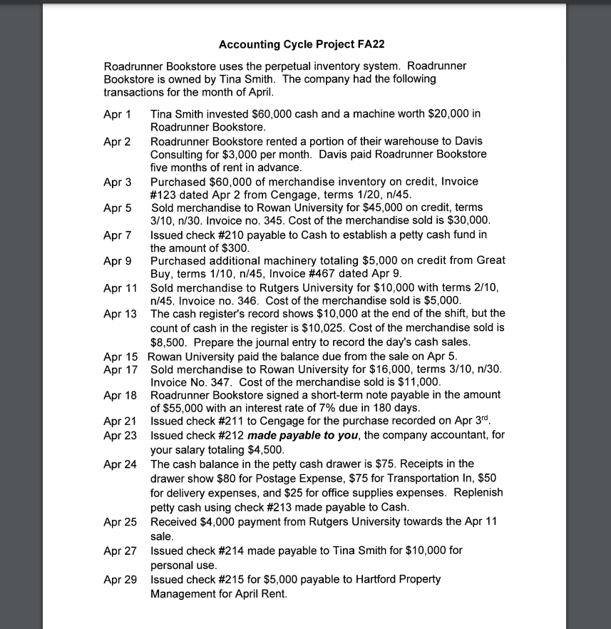 Fill in the worksheet chart above from the information given. After completing