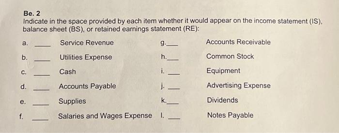  Indicate in the space provided by each item whether it would