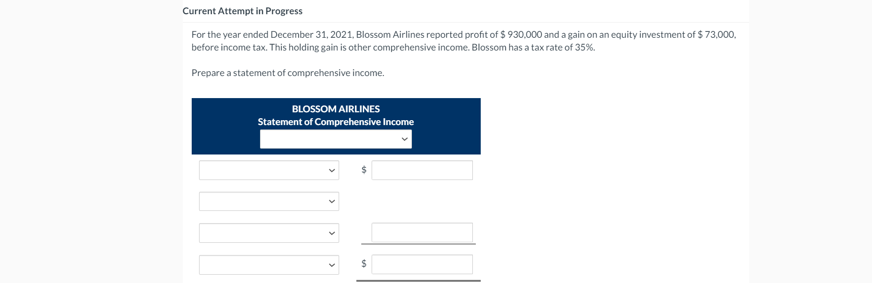  Current Attempt in Progress For the year ended December 31, 2021,