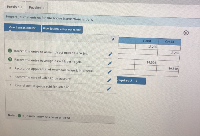 has one job in process (Job 120) as of June 30, at