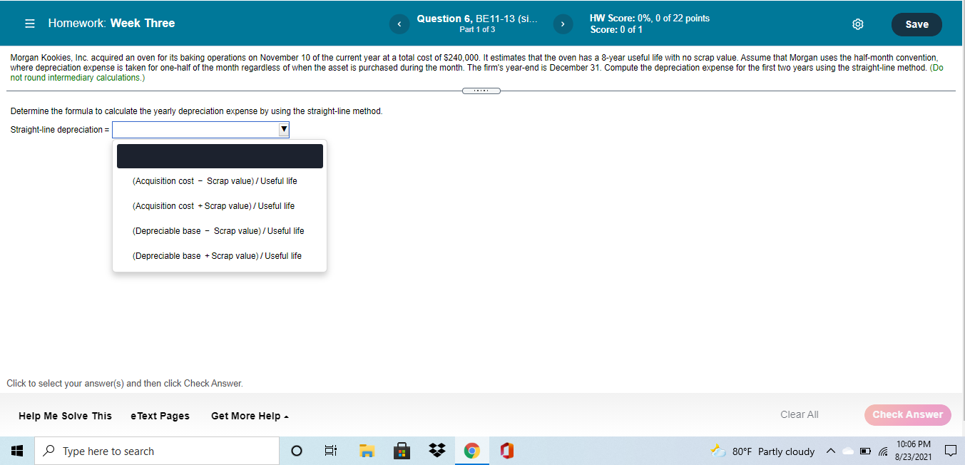  = Homework: Week Three Question 6, BE11-13 (Si. Part 1 of