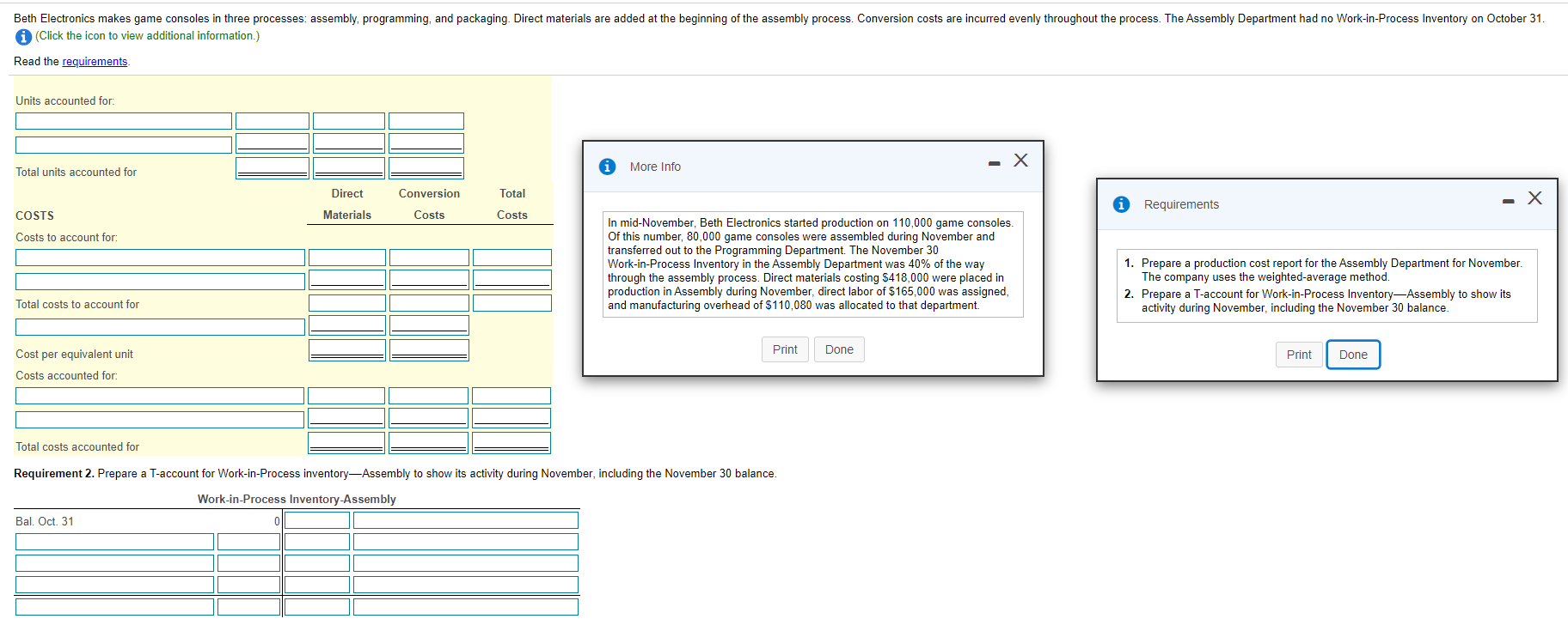 packaging. Direct materials are added at the beginning of the assembly process.