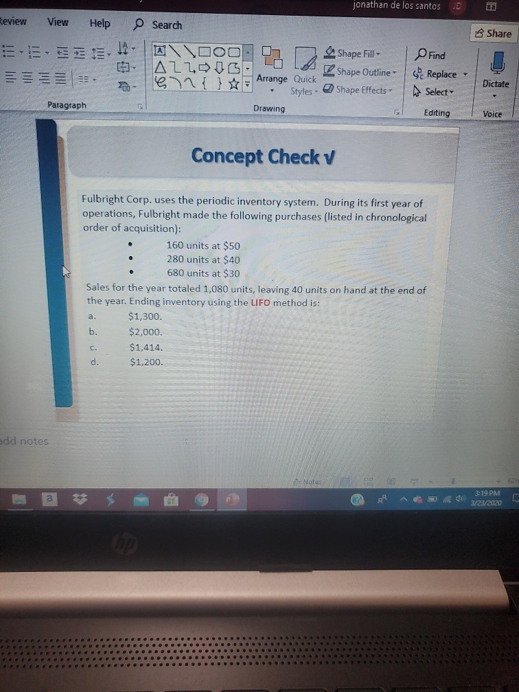  jonathan de los santos D Review E E Share View Help