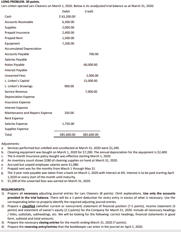 help me answer my assignment LONG PROBLEM. 30 points. Lars Linken opened