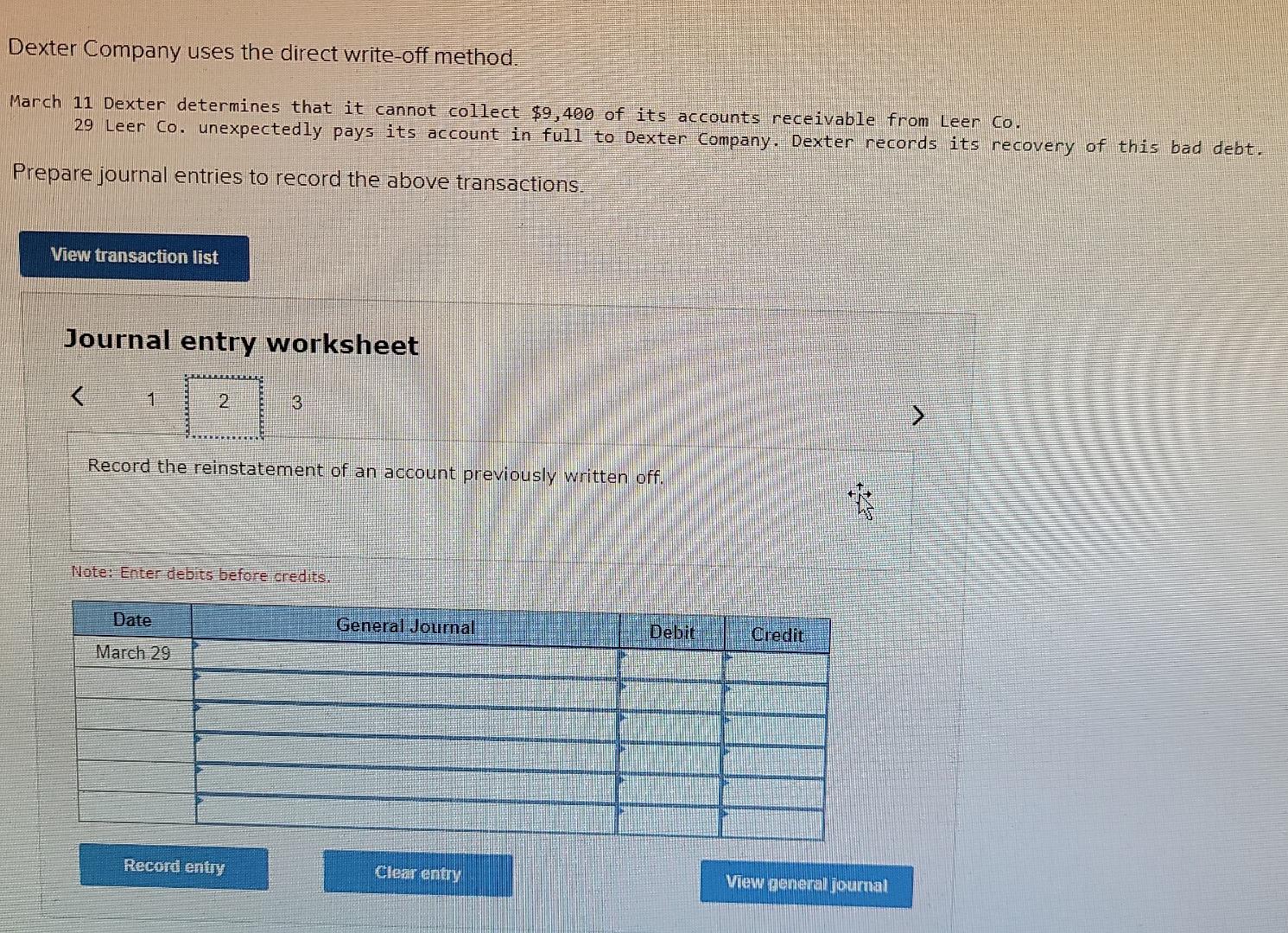 that it cannot collect $9,400 of its accounts receivable from Leer Co.