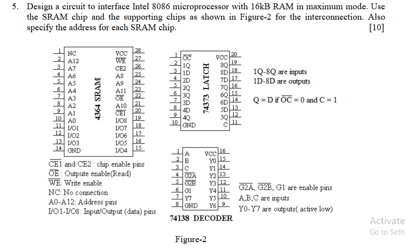  5. Design a circuit to interface Intel 8086 microprocessor with 16kB