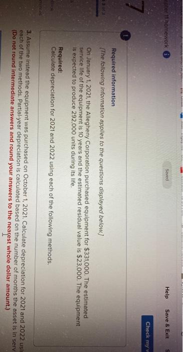  apter 11 homework Saved Help Save & Exit Check my 7