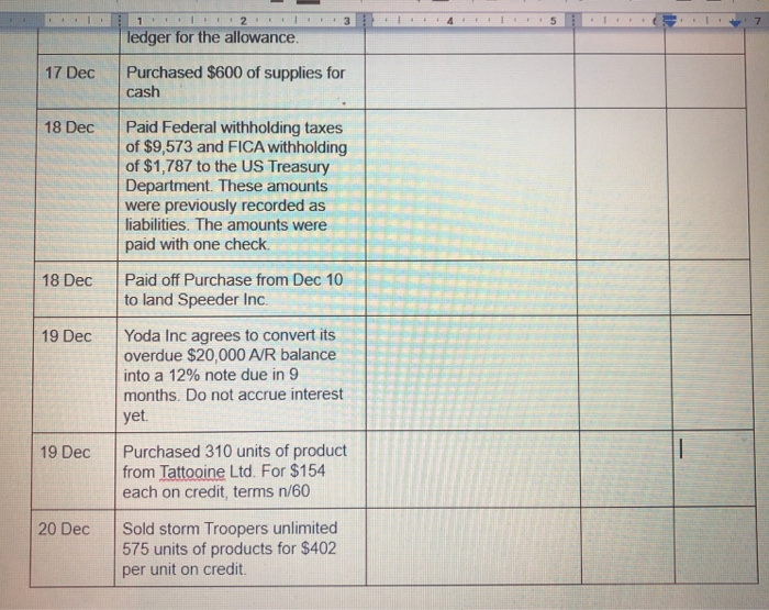 to record all regular transactions for the month of December, 2014 (all
