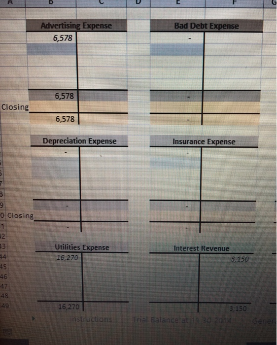 The Company's chart of accounts is listed on the right side of