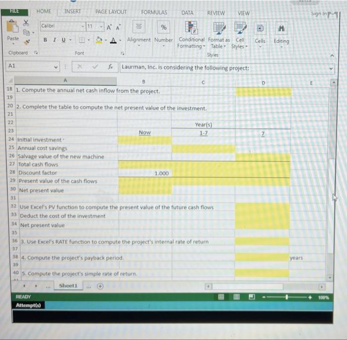 Sign In X Calibri 11 i M Paste BIU Cells Editing A
