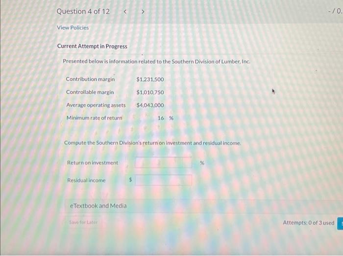  Current Attempt in Progress Presented below is information related to the