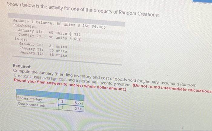 Average cost and Perputual. Highlight answer please Shown below is the activity