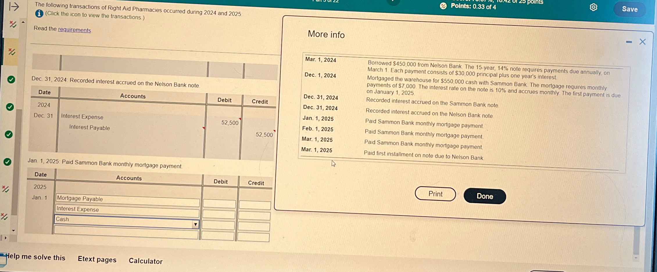 Save (Click the icon to view the transactions.) Read the requirements