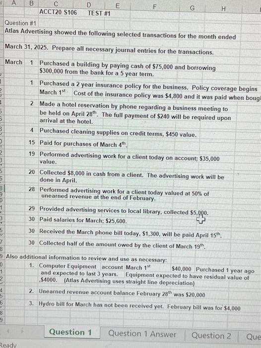 do it nowww B E D TEST #1 F G ACCT20 S106