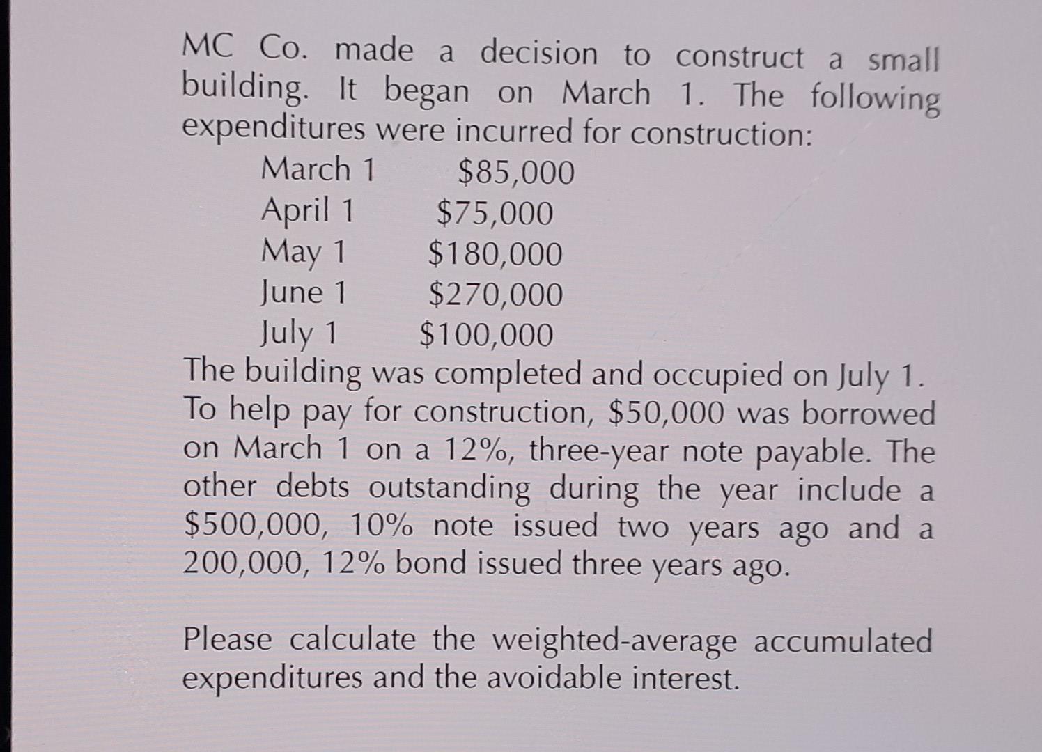 MC Co. made a decision to construct a small building. It