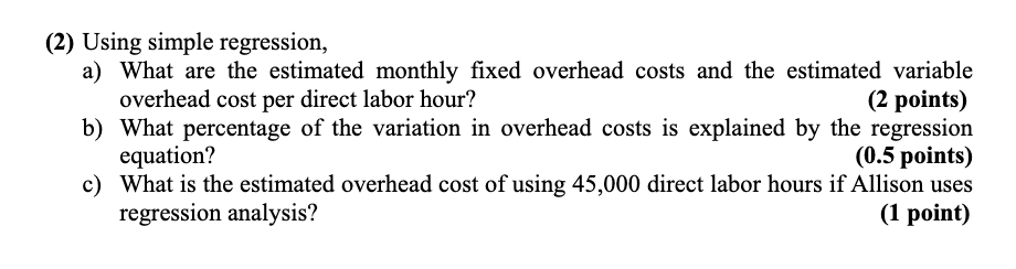 the owner of Accountants Inc., is trying to forecast overhead costs for