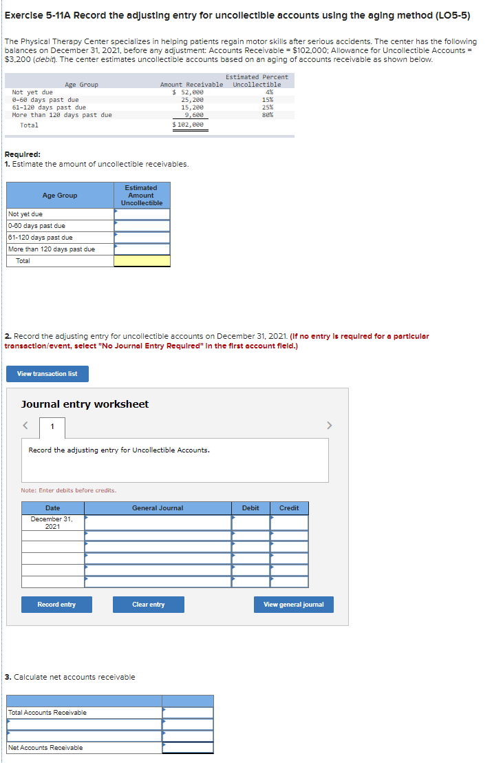 Allowance for Uncollectible Accounts = $1,000 (credit). On December 31, 2021, Physicians'