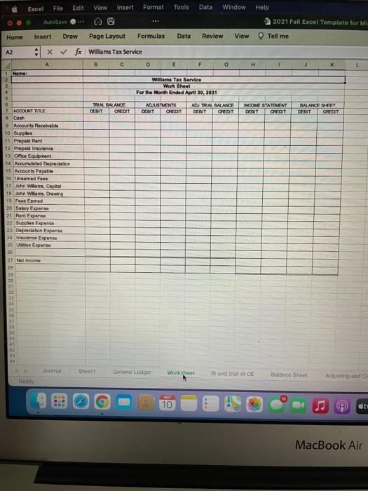 into Fees Earned as they are earned Williams Tax Service prepabes monthly