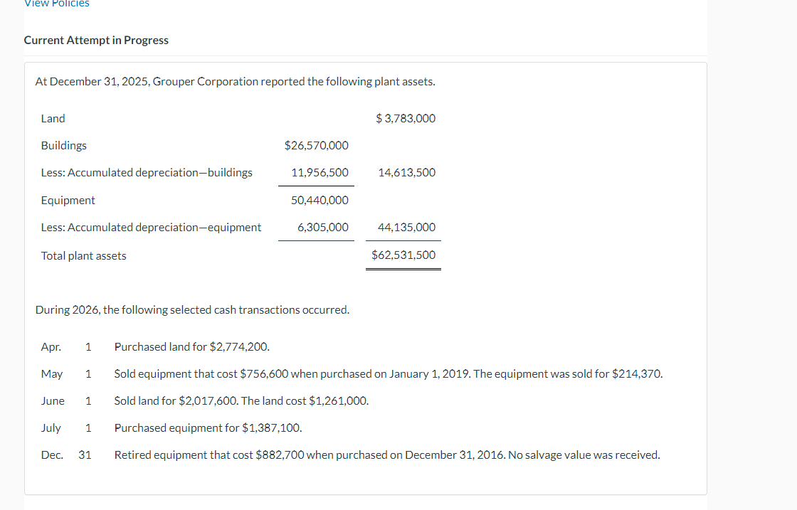  Current Attempt in Progress At December 31,2025, Grouper Corporation reported the