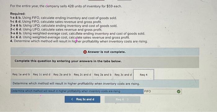 weighted-average cost, calculate ending inventory and cost of goods sold. 3-c \&