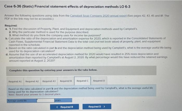 Property, Plant, and Equipment and depreciation methods used by Campbells. 2. Why