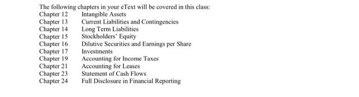 Course Name: Intermediate Accounting 2 We are going to use this week