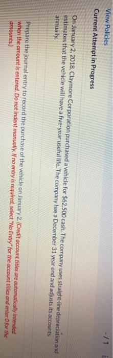  View Policies Current Attempt in Progress -/1 On January 2, 2018,