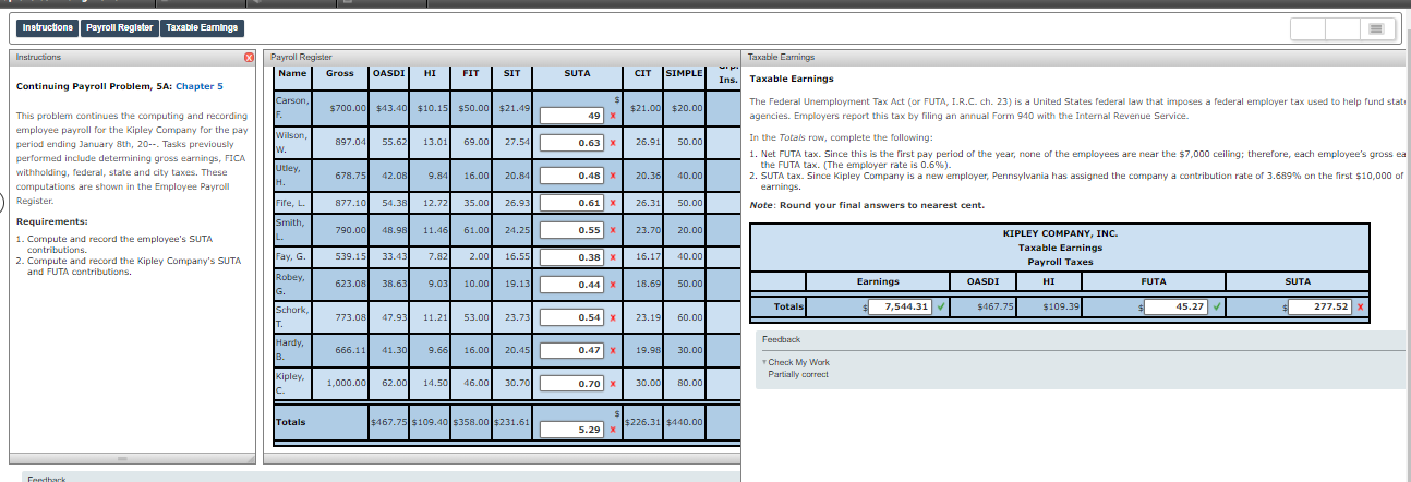  payroll accounting ch. 5 continuing problem 5a Payroll Register The State