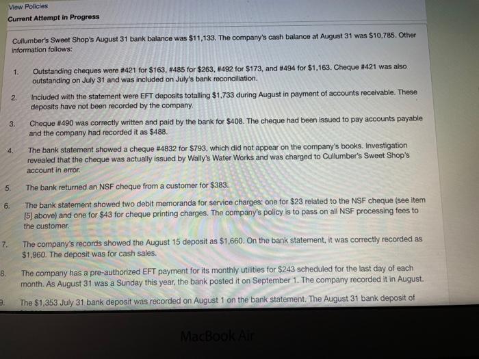  View Policies Current Attempt in Progress Cullumber's Sweet Shop's August 31