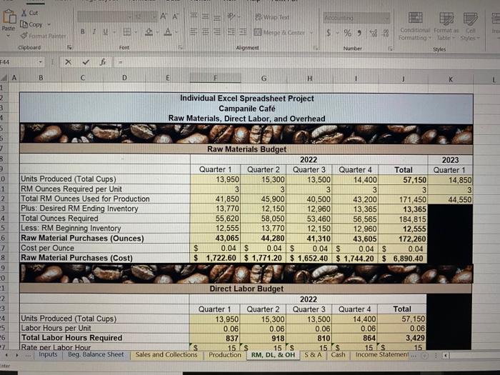 formulas or the equations you used to find the answers! 44 B