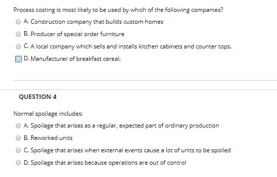 Process costing is most likely to be used by which of