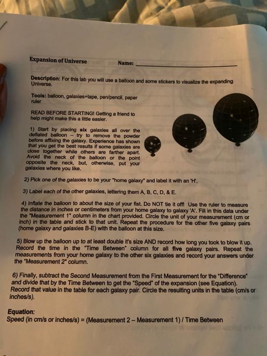 your "home galaxy would your results be different? Galaxy Measurement 1 Measurement