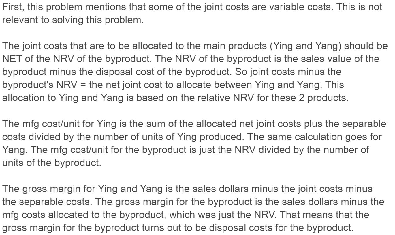 Problem 7-48 Joint Products; By-Products (Appendix) [LO 7-6, 7-7] The Marshall Company