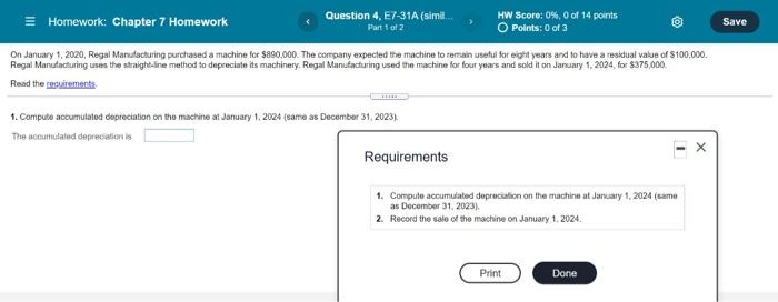  Homework: Chapter 7 Homework Question 4, E7-31A (simit. Part 1 of