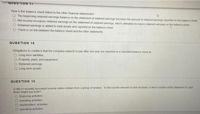  QUESTION IT How is the balance sheet linked to the other