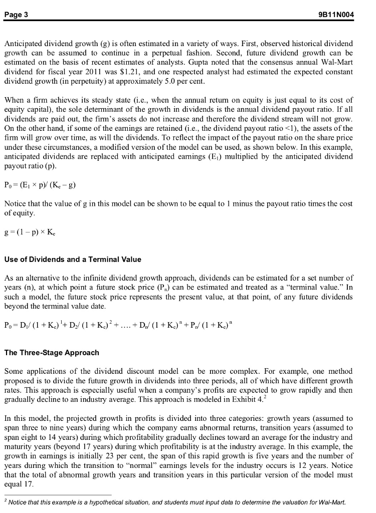VALUING WAL-MART - 2010 Case Study 1. Based on the given information