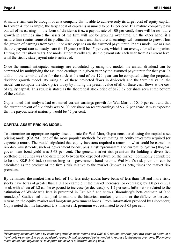 in the case, what is your estimated Walmart stock value using the