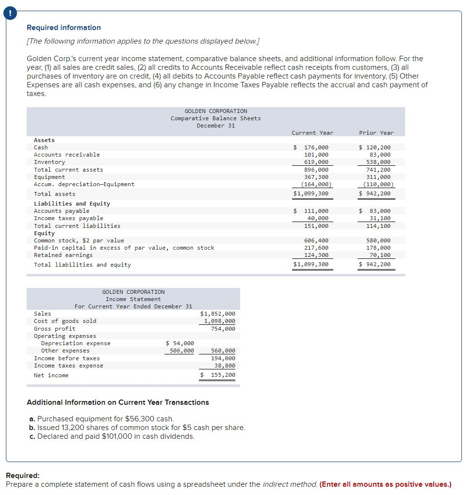 Please answer the question and show work. Thank you! ! Required information