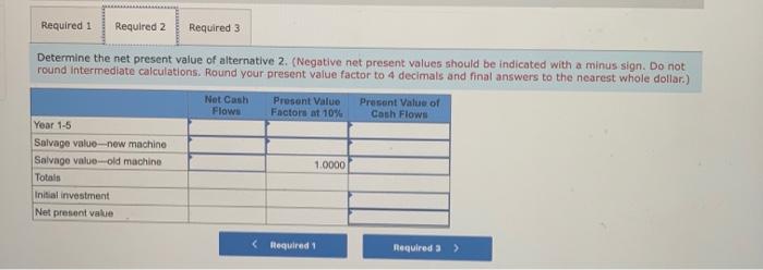 two alternatives follows. Management requires a 10% rate of return on its