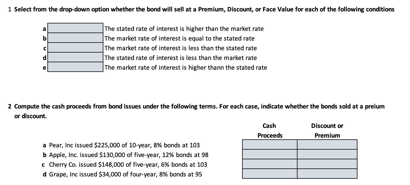 1 Select from the drop-down option whether the bond will sell