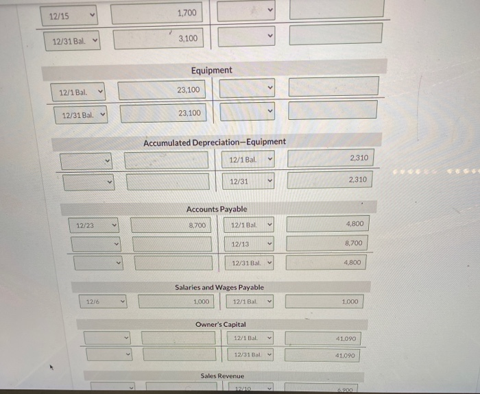 8,700 12/18 12/23 7.526 4,200 8,300 174 12/31 Bal. Supplies 12/1 Bal.