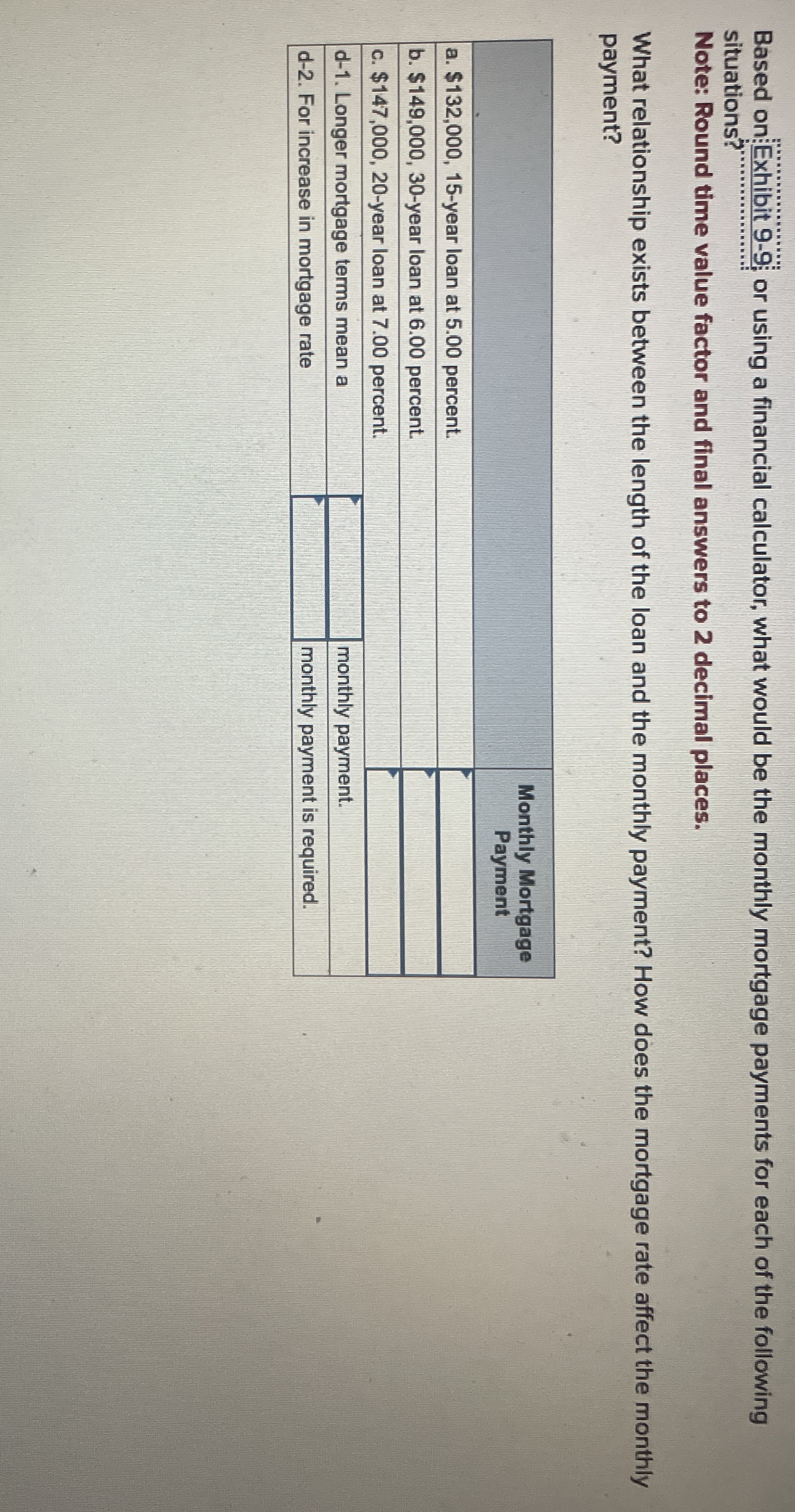  Based on:Exhibit 9-9; or using a financial calculator, what would be