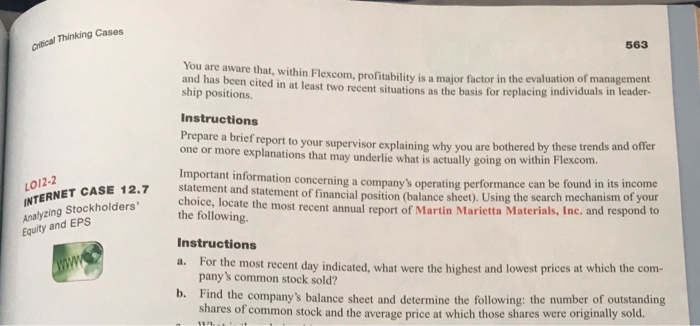  crtical Thinking Cases 563 You are aware that, within Flexcom profitability